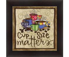 Buyartforless Work Gerahmtes Poster mit Tasse, Größe Matters von Tara Reed, 30,5 x 30,5 cm, Braun