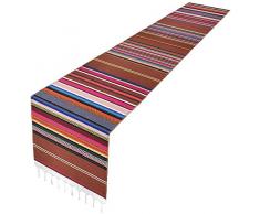 Fowecelt mexikanische Serape-Tischläufer Tischdecke 35,6 x 213,4 cm für mexikanische Party, Hochzeit, Dekoration, Picknick, Esstisch, Fransen, Baumwolle, handgewebt Tischläufer 14×84 Coffee