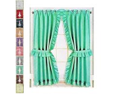 Better Home Vorhang-Set, gerafft, Mosaik, 2 Raffhalter – Klebehaken 54 L by 72 W Aqua Blue