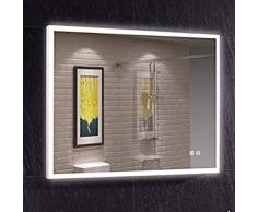 LStripM Badezimmerspiegel mit LED-Beleuchtung, 81,3 x 61 cm, Antibeschlag-Funktion, Wandmontage, verstellbar, weiß/warmes Licht, Dicke 5 mm, dimmbar, Touch-Taste, vertikal/horizontal