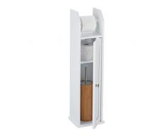 Relaxdays Toilettenpapierhalter stehend, schmal, für 5 Ersatzrollen, Bad Seitenschrank, MDF, HBT 78,5 x 20 x 18 cm, weiß