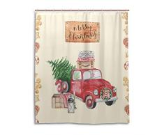 Weihnachts-Duschvorhang, Motiv: Lebkuchenmann, Weihnachtsbaum, Geschenke, wasserdicht, für Badezimmer, Duschvorhänge, Polyester, mit Haken, 152 x 183 cm