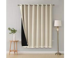 Deconovo breiter Verdunkelungsvorhang, solide Ösen oben, Fenstervorhang-Sets, lichtundurchlässiger Vorhang für Raumteiler 100x84 Inch beige