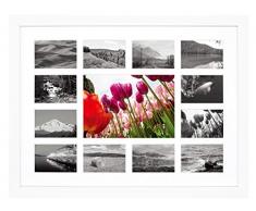 Golden State Art Bilderrahmen aus Holz, 30,5 x 40,6 cm, Weiß inkl. Echtglas und Einer weißen Matte mit 13 Öffnungen