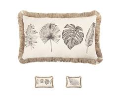 Hahadidi Cozy Nackenrollen-Kissenbezüge für Couch/Bett, Sofa, Handbemalt, Bunte geometrische Spalier Kette, 45,7 x 45,7 cm, Naturfarbe Blau/Weiß 14X24 Blätter