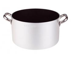 Pentole Agnelli Platinum Schmortopf aus Aluminium, mit 2 Griffen aus Edelstahl, Silber 20 cm silber / schwarz
