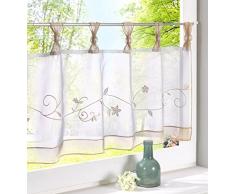 Zebrasmile Bistrogardine mit Stickerei, halbtransparent, für Fenster, Gardinen für Küche, Badezimmer, Wohnzimmer, Textil, sand, 60X145 CM (1pcs)