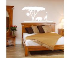 INDIGOS WG30557 Wandtattoo w557 Afrika / Steppe, Elefant Giraffe Wandaufkleber 120 x 59 cm, weiß