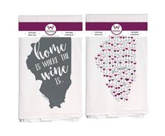 Wine Winks – Witty Wine Sprüche Küche Mehlsack Handtuch Illinois Wine Lovers Set #1