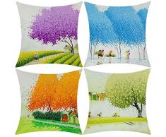 Wilproo Ostern Frühling Überwurf Kissenbezug Kaninchen Ei Hase Kissenbezug Kissenbezug mit verstecktem Reißverschluss stabil für Zuhause Auto Sofa Dekoration 45,7 x 45,7 cm Set von 4 Stück grün