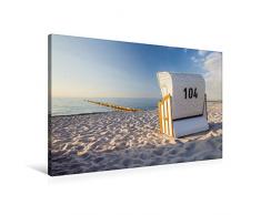 Premium Textil-Leinwand 90 x 60 cm Quer-Format Strandkorb mit Meerblick in Zingst (Mecklenburg-Vorpommern) | Wandbild, HD-Bild auf Keilrahmen, Fertigbild auf hochwertigem Vlies, Leinwanddruck von Christian Müringer