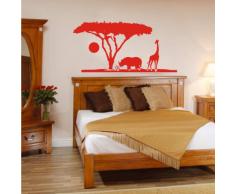 INDIGOS 4052166118521 Wandtattoo w557 Afrika / Steppe Elefant Giraffe Wandaufkleber 96 x 47 cm, rot