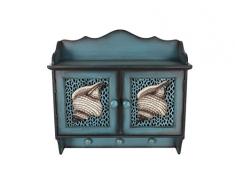 Home Source 400-35552 Wandschrank mit Schlüsselhalter, türkis/schwarz/Mocca