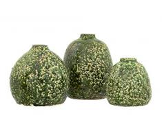 Creative Co-op Distressed Green Terracotta (Set of 3 Sizes) Vase, grün