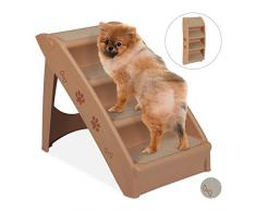 Relaxdays Hundetreppe 4 Stufen, kleine & große Hunde, Bett & Couch, Auto, Tiertreppe bis 100 kg, HBT: 49x39x61 cm, beige, 1 Stück