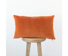Nook Dekorativer Samt-Kissenbezug für Lendenwirbelsäule, nur für Couch, Sofa oder Bett, 30,5 x 50,8 cm, weich, luxuriös, modernes Design in Samt-Lendenwirbelsäule 12 x 20 inch Khaki, Orange