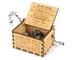 Spieluhr, Handkurbel, graviert, mit Spieluhr, Antik-Vintage-Stil, personalisierbares Geschenk für Tochter Kinder Daughter to Mom