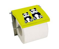 MSV Toilettenpapierhalter Panda, Stahl/MDF, Grün/Schwarz/Weiß, 30 x 20 x 15 cm
