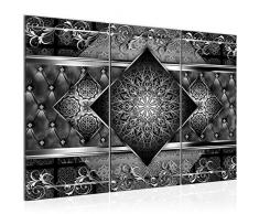 Bilder Abstrakt Mandala Wandbild 120 x 80 cm Vlies - Leinwand Bild XXL Format Wandbilder Wohnzimmer Wohnung Deko Kunstdrucke Schwarz 3 Teilig - MADE IN GERMANY - Fertig zum Aufhängen 023531a