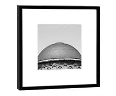 COGNOSCO Fotografie im Holzrahmen: Bahnhof Deutz-Fotodruck-Format 27 x 27 cm-Rahmenfarbe schwarz-Hochwertiges Wandbild, Geschenkidee oder Souvenir aus Köln, Holz, Weiß, Rahmen