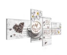 Bilder Küche Kaffee Wandbild 200 x 100 cm Vlies - Leinwand Bild XXL Format Wandbilder Wohnzimmer Wohnung Deko Kunstdrucke Weiß 4 Teilig - MADE IN GERMANY - Fertig zum Aufhängen 020641c
