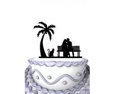 Meijiafei Wedding Cake Topper - Bride and Groom Together with Persian Cat for Rustic Wedding Anniversary Party Supplues