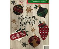 Fensteraufkleber, Motiv Nellies Treasures, Weihnachten, Pflaume 3.5 inches Happy Holidays Rustic Ornaments