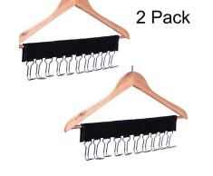 Kleiderbügel für Gürtel, Krawattenhalter mit 20 Haken, Platz sparende Aufbewahrung für Schrank - ändern Sie Ihren Kleiderbügel zu Gürtel Krawatten-Organizer Kleiderbügel - geeignet für Tank Top, Cami, BH, Schals, Schmuck 2 Pack Tie Hanger