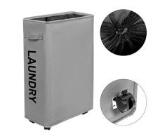 Chrislley Slim Rolling Wäschesammler mit Rollen, schmal, Wäschekorb Schmutzwäsche Wäschekorb Wäschekorb Wäschekorb Dünne Wäschesortierer 15.5(L) x 7.8(W) x 22(H) A-Grey 2