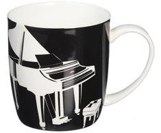 My Music Geschenke Piano Silhouette, Porzellan Bone China Becher, schwarz