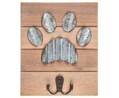 Mission Gallery Wandhaken, verzinktes Metall und Holz, Hundepfote, 20 x 16,5 cm