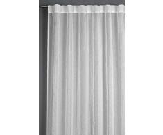 GARDINIA Vorhang mit verdeckten Schlaufen, Transparenter Schlaufenschal, Streifen, Weiß, 140 x 245 cm