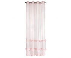 Eurofirany Vorhang Glitzer Glatt Transparent 8 Ösen Gardinen Durchsichtig Edel Elegant Hochwertig Glamour Schlafzimmer Wohnzimmer Lounge, Rosa, 140X250 cm