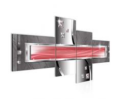 Bilder Abstrakt Wandbild 200 x 100 cm Vlies - Leinwand Bild XXL Format Wandbilder Wohnzimmer Wohnung Deko Kunstdrucke Rot 4 Teilig - MADE IN GERMANY - Fertig zum Aufhängen 021241c