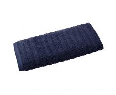 iDesign Händehandtuch, kleines Handtuch mit Streifenstruktur aus Baumwolle, weiches und saugfähiges Gästehandtuch mit Aufhänger für Waschbecken und Gäste-WC, dunkelblau