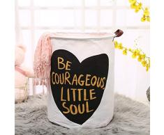 MoreShow Faltbarer Wäschekorb aus Baumwolle und Leinen, wasserdicht, dekorativ und praktisch für Schlafzimmer Black Heart