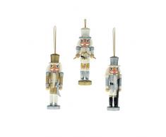 Kurt S. Adler 5-Inch Silver and Gold Nutcracker, 3 Piece Set Ornamente, Mehrfarbig