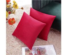 Comfortland Kissenbezüge, 40,6 x 40,6 cm, rot, 2 Stück, kuschelig weicher Samt, quadratisch, Neujahr/Weihnachten, dekorative Kissenbezüge für Bauernhof, Sofa, Couch, Bett, Stuhl, Heimdekoration