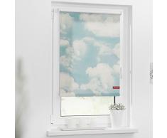 Lichtblick Rollo Klemmfix, 70 x 150 cm mit Motiv Wolken - Blau Montage ohne Bohren, moderner Sicht-und Sonnenschutz, Motivrollo, lichtdurchlässig & Blickdicht