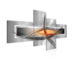 Bilder Abstrakt Wandbild 200 x 100 cm Vlies - Leinwand Bild XXL Format Wandbilder Wohnzimmer Wohnung Deko Kunstdrucke Orang 4 Teilig - MADE IN GERMANY - Fertig zum Aufhängen 103641a