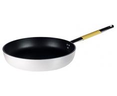 Pentole Agnelli Linie Cookware System Bratpfanne Induktion Senkkopf Hohe Springseil mit Griff Rohr Edelstahl Cool, gelb Geflügel 32 cm Argento/Giallo