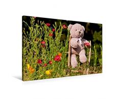 Premium Textil-Leinwand 90 x 60 cm Quer-Format Kletterbär im Garten | Wandbild, HD-Bild auf Keilrahmen, Fertigbild auf hochwertigem Vlies, Leinwanddruck von Meike Bölts