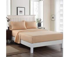 JML Bettwäsche-Set für Doppelbett, gebürstete Mikrofaser, knitterfrei, fleckenabweisend Twin beige