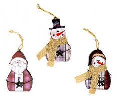 Harbor 55 Weihnachtsmann & Schneemann Ornamente Set aus 3 Stück, Holz, bemalt, 12,7 cm, altmodische Feiertagsfiguren