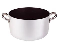 Pentole Agnelli Platinum Schmortopf aus Aluminium, mit 2 Griffen aus Edelstahl, Silber 18 Litri Silber/schwarz