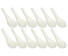 Happy Sales HSSP-CWH12 Suppenlöffel, Keramik, Weiß, 12 Stück