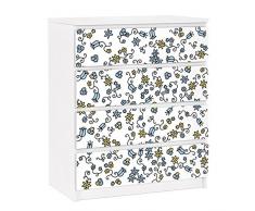 Apalis 91290 MÃ¶belfolie fÃ¼r Ikea Malm Kommode - selbstklebende Mille Fleurs Blumenmuster, grÃ¶Ãe 4 mal, 20 x 80 cm