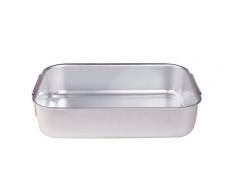 Pentole Agnelli Bräter rechteckig mit Rechtecken mit 2 beweglichen Griffen, Aluminium, silber 45x30x8.5 cm silber / schwarz