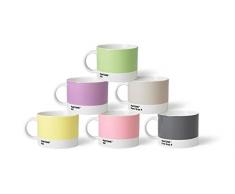 Pantone TeeSet2 Porzellan Teebecher 6er-Set, 6 Teetassen à 475 ml, tea mit Henkel, spülmaschinenfest, Pastellfarben, Pastell