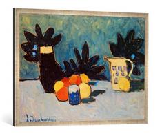 Gerahmtes Bild von Alexej von Jawlensky Stilleben mit Früchten, Kunstdruck im hochwertigen handgefertigten Bilder-Rahmen, 100x70 cm, Silber Raya